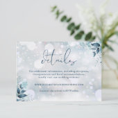 Rustieke bloemensneeuwvlokken Winter Bruiloft Deta Informatiekaartje (Staand voorkant)