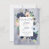 Rustieke Bloemenstrand Nautische bruiloft Save The Date (Voorkant)