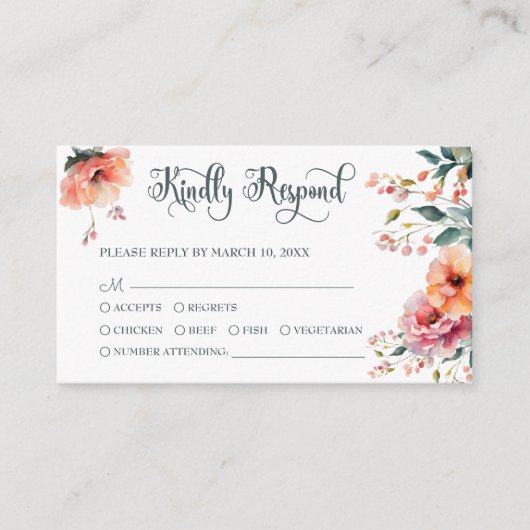Rustieke bloementuin bruiloft QR Mini RSVP-kaart Informatiekaartje (Voorkant)