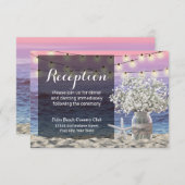 Rustieke bloemenvaas sterfish strand bruiloftsrece kaart (Voorkant / Achterkant)