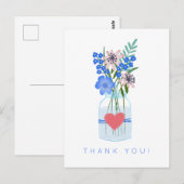 Rustieke bloemenvase-hart met liefde dank je briefkaart (Voorkant / Achterkant)