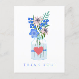 Rustieke bloemenvase in metselpot met liefdeshart  briefkaart