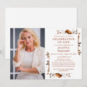 Rustieke bloemenviering van het leven begrafenisfo kaart (Voorkant / Achterkant)