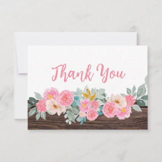 Rustieke bloemenvlakke bedankkaart