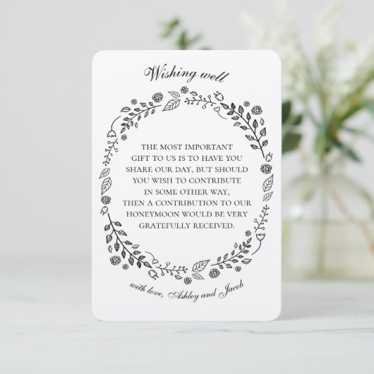 Rustieke bloemenwens goed. Landelijke bruiloft. Kr Informatiekaartje (Staand voorkant)