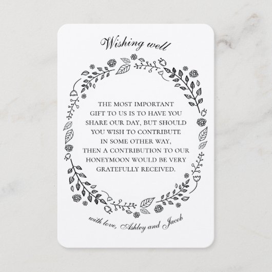 Rustieke bloemenwens goed. Landelijke bruiloft. Kr Informatiekaartje (Voorkant)