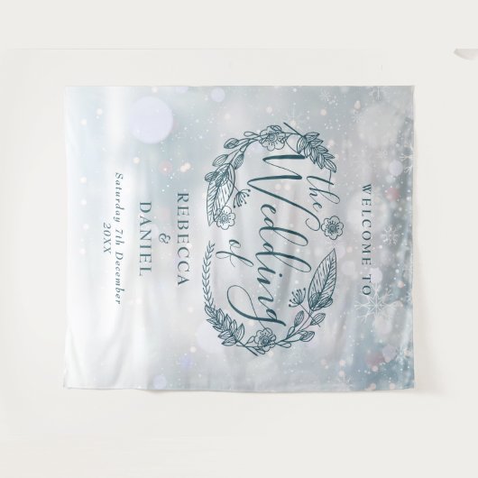 Rustieke bloemenwinter bruiloft achtergrond wandkleed (Voorkant (horizontaal))