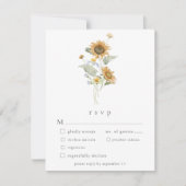 Rustieke bloemenzonnewilde bloem bruiloft RSVP kaartje (Voorkant)