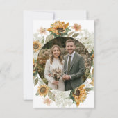 Rustieke bloemenzonnewildefoto bruiloft save the date (Achterkant)