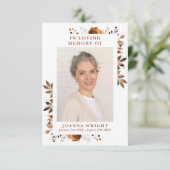 Rustieke bloemherdenkings-rouwkaart met foto (Staand voorkant)
