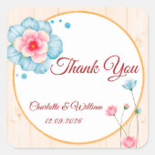 Rustieke Bloemhuwelijk Vierkante Sticker (Voorkant)