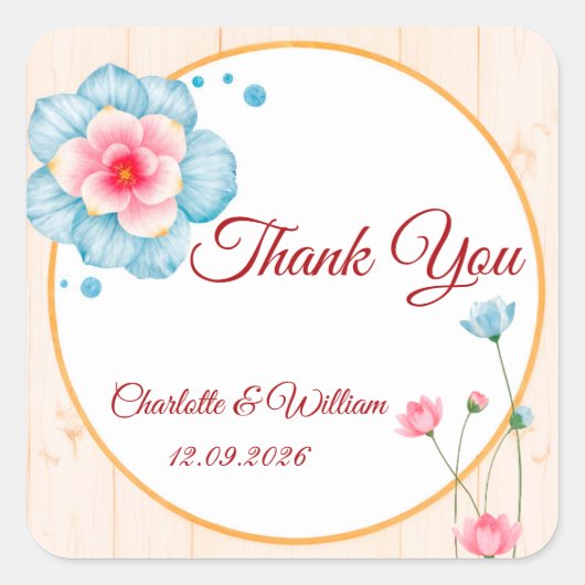 Rustieke Bloemhuwelijk Vierkante Sticker (Voorkant)