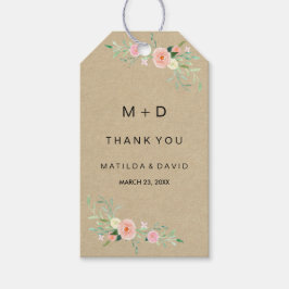 Rustieke bloemige boho bedankkaartjes voor trouwca cadeaulabel