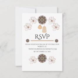 Rustieke Bloemige Boho Bruiloft RSVP Kaartje