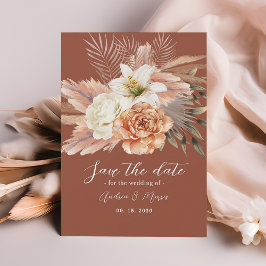 Rustieke Bloemige Boho Terracotta Bruiloft Save The Date
