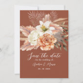Rustieke Bloemige Boho Terracotta Bruiloft Save The Date (Voorkant)