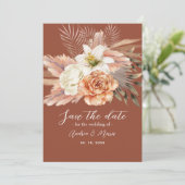 Rustieke Bloemige Boho Terracotta Bruiloft Save The Date (Staand voorkant)