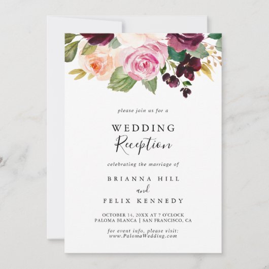 Rustieke bloemige botanische gebladerte huwelijksr kaart (Voorkant)