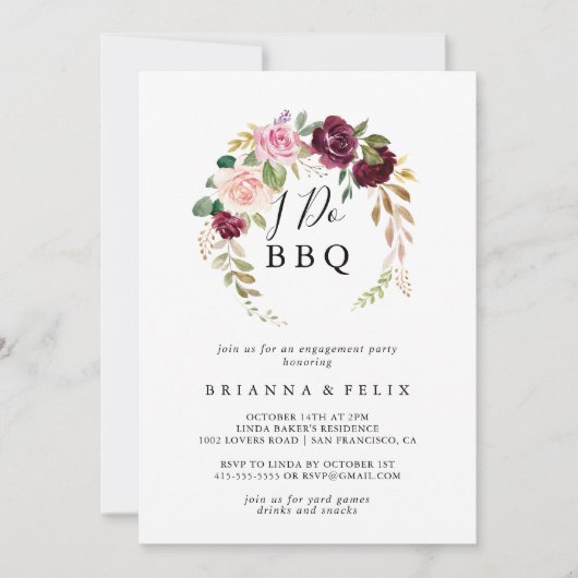 Rustieke bloemige botanische 'I Do' BBQ-verbinteni Kaart (Voorkant)