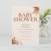 Rustieke bloemige brief herfst baby shower kaart (Staand voorkant)