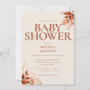 Rustieke bloemige brief herfst baby shower kaart