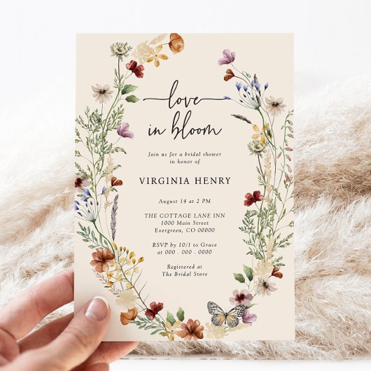 Rustieke bloemige bruidsdouche kaart