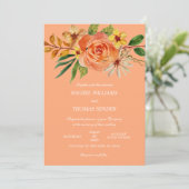 Rustieke Bloemige Bruiloft Herfst Aquarel   Uitnod Kaart (Staand voorkant)