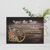 Rustieke bloemige bruiloft save the date (Staand voorkant)