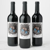 Rustieke bloemige bruiloft, sepia. wijn etiket (Flessen)