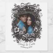 Rustieke bloemige bruiloft, sepia. wijn etiket (Enkel label)