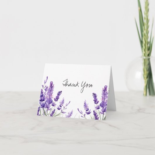 Rustieke Bloemige Chic Lavendel Bruidsdouche Bedankkaart (Voorkant)