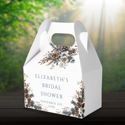 Rustieke bloemige dennenappels bos bruiloft feest bedankdoosjes