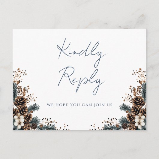 Rustieke bloemige dennenappels liedverzoek RSVP br Uitnodiging Briefkaart (Voorkant)