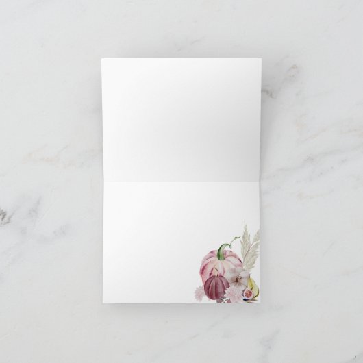 Rustieke bloemige en roze pompoen patch bedankkaart (Binnen)