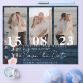 Rustieke bloemige fotocollage Save the Date kaart (Enkel)