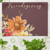 Rustieke bloemige Friendsgiving Theedoek (Gevouwen)