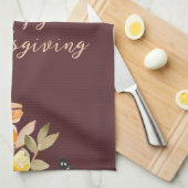 Rustieke bloemige Friendsgiving Theedoek (Quarter Fold)