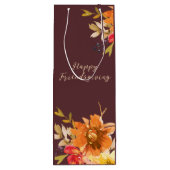 Rustieke bloemige Friendsgiving Wijn Cadeautas (Achterkant)