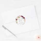 Rustieke bloemige gebladerte sip sip hooray bruids ronde sticker (Envelop)