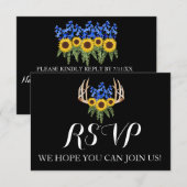 Rustieke bloemige gewei huwelijksuitnodiging RSVP Aankondiging (Voorkant / Achterkant)