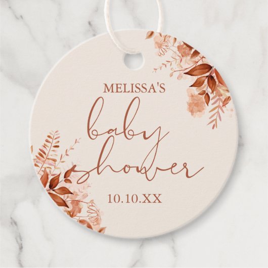 Rustieke bloemige herfst baby shower bedankjes labels (Voorkant)