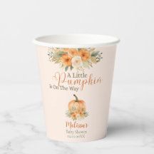 Rustieke bloemige herfst oranje pompoen babyshower