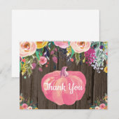 Rustieke bloemige herfst pompoen bedankkaart (Voorkant / Achterkant)