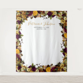 Rustieke bloemige herfst trouwfoto booth achtergro wandkleed