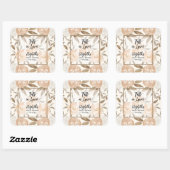 Rustieke bloemige herfst verliefd bruidsdouche vierkante sticker (Vel)