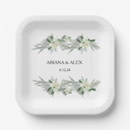 Rustieke Bloemige Herfst Winter Huwelijk Papieren Bordje