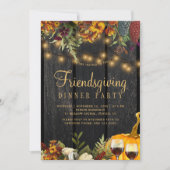 Rustieke bloemige houten pompoen Friendsgiving-fee Kaart (Voorkant)