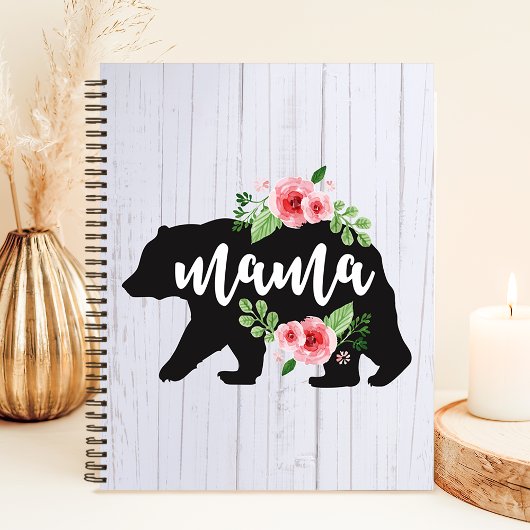 Rustieke bloemige Mama Beer Notitieboek