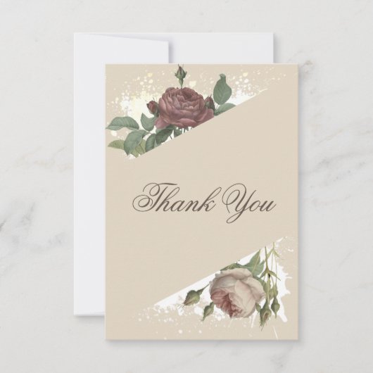 Rustieke bloemige moderne burgundy Marsala babysho Bedankkaart (Voorkant)