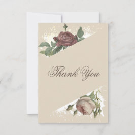 Rustieke bloemige moderne burgundy Marsala babysho Bedankkaart